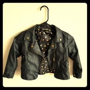 Faux leather girls jacket